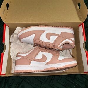 Nike Dunk Low in Rose and White